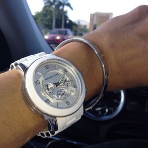 Sporty Michael Kors White Chronograph Watch
